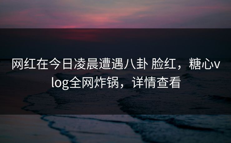 网红在今日凌晨遭遇八卦 脸红,糖心vlog全网炸锅,详情查看 网红在今日凌晨遭遇八卦 脸红,糖心vlog全网炸锅,详情查看