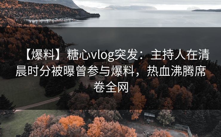 【爆料】糖心vlog突发：主持人在清晨时分被曝曾参与爆料，热血沸腾席卷全网