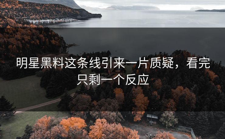 明星黑料这条线引来一片质疑,看完只剩一个反应 明星黑料这条线引来一片质疑,看完只剩一个反应